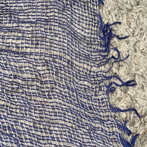 J Crew Beachy Wrap Scarf Blue & Beige - Picture 8 of 10